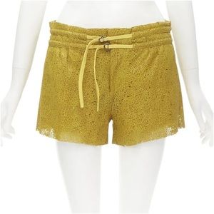Helmut Lang Yellow Leather Laser Cut Shorts - 4